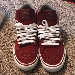 Maroon high top vans